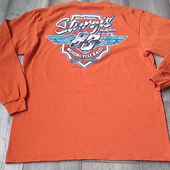 2023 Sturgis long sleeve orange t-shirt with graphics on front and back - Picture 10 of 10